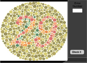 Click here to start the Color Deficiency Test Color blind test screen shot