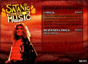 Click here to start Satanic Messages in Music Music interface showing Stairway to Heaven
